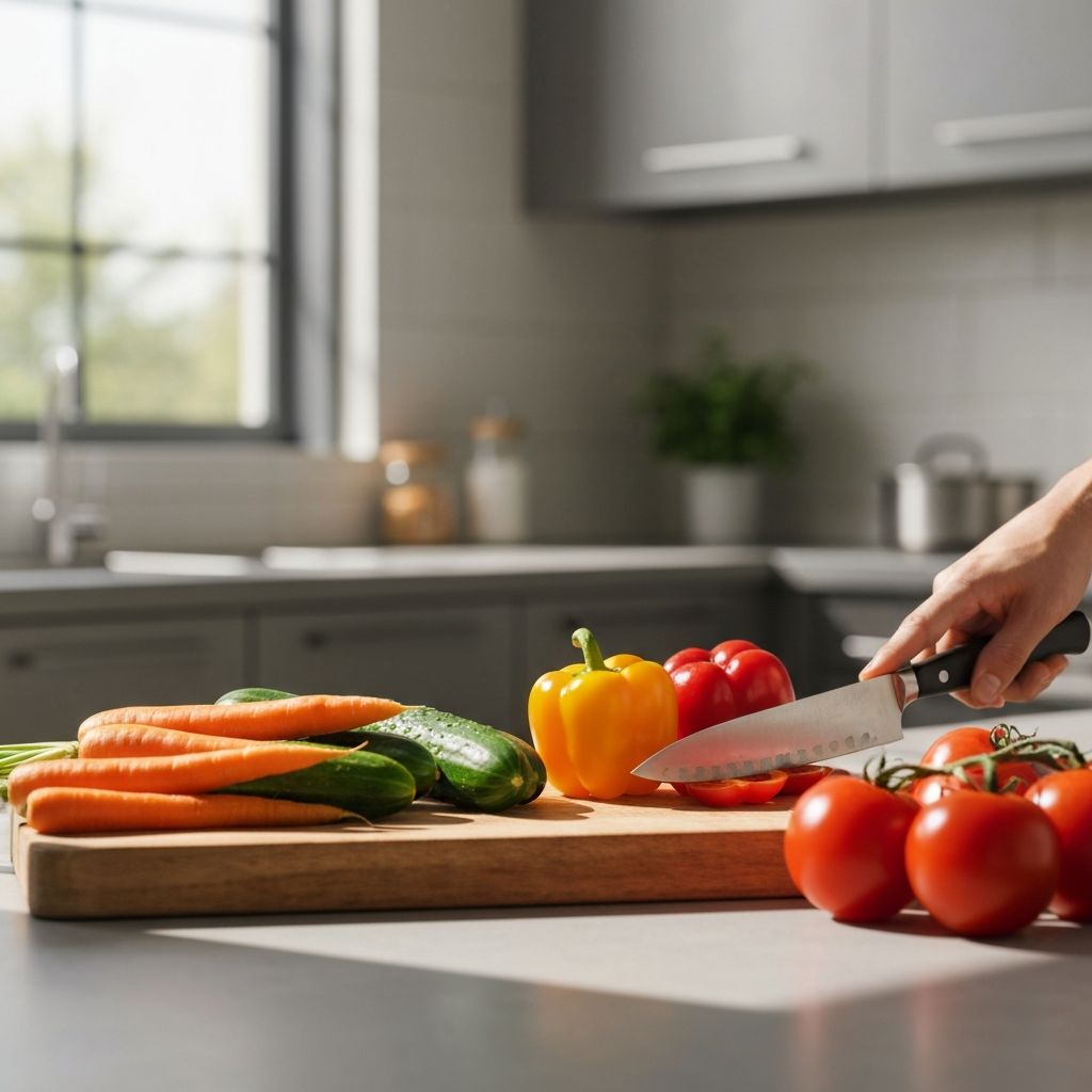 Värikkäitä vihanneksia leikkuulaudalla